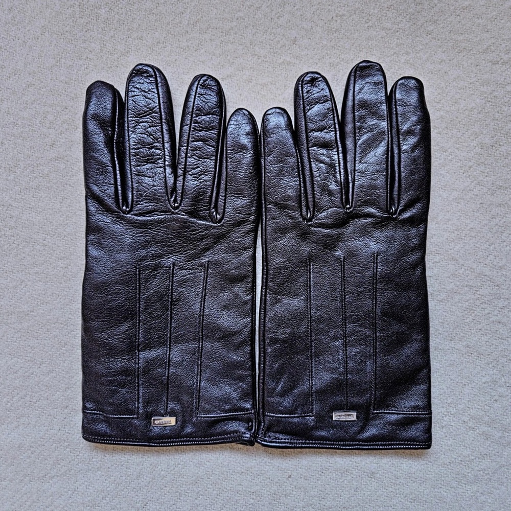 A. Testoni Men's Dark Chocolate Color Genuine Leather Gloves Sz 9.5